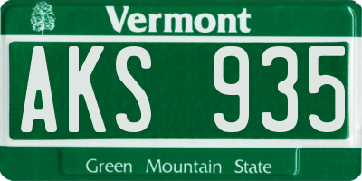 VT license plate AKS935