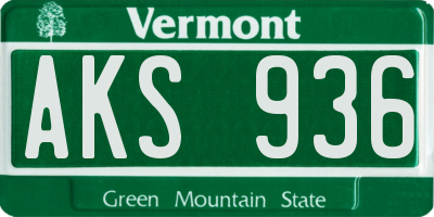 VT license plate AKS936