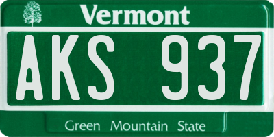 VT license plate AKS937