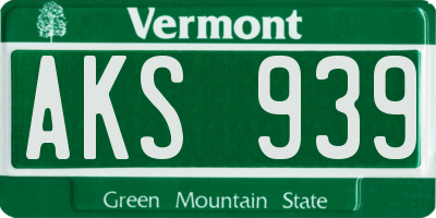 VT license plate AKS939