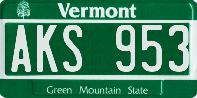 VT license plate AKS953