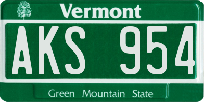VT license plate AKS954