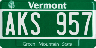 VT license plate AKS957