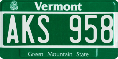 VT license plate AKS958