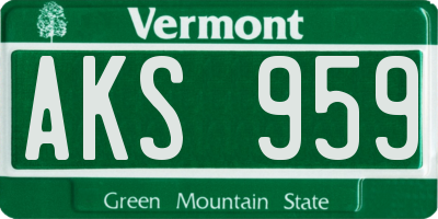 VT license plate AKS959
