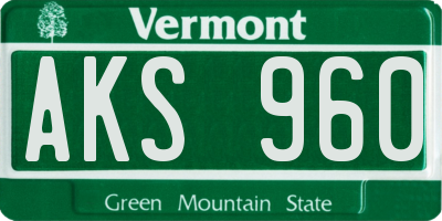 VT license plate AKS960