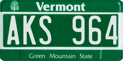 VT license plate AKS964