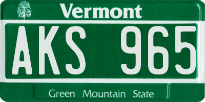 VT license plate AKS965