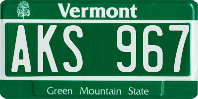 VT license plate AKS967