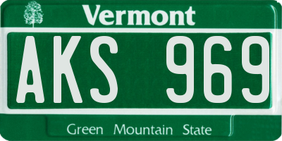 VT license plate AKS969