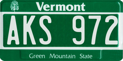 VT license plate AKS972