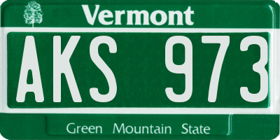 VT license plate AKS973