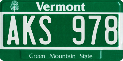 VT license plate AKS978