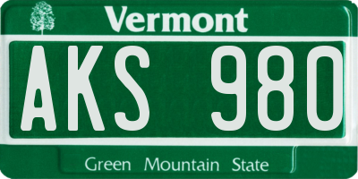 VT license plate AKS980