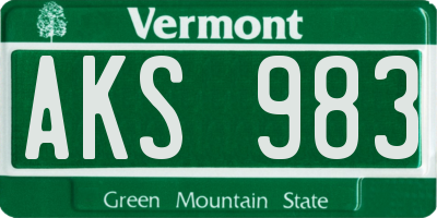 VT license plate AKS983