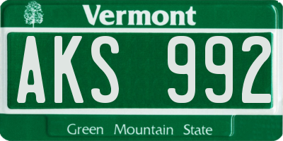 VT license plate AKS992