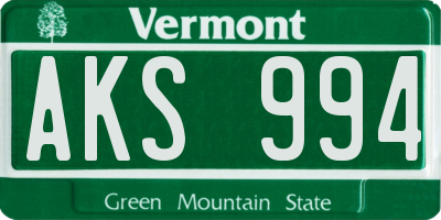 VT license plate AKS994