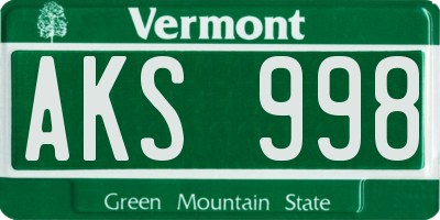 VT license plate AKS998