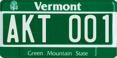 VT license plate AKT001