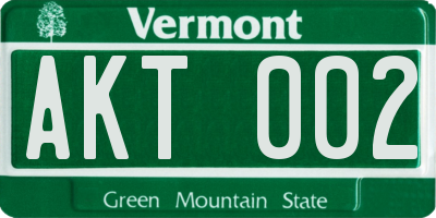 VT license plate AKT002