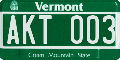 VT license plate AKT003