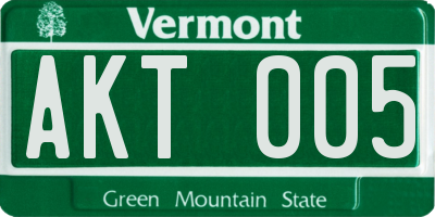 VT license plate AKT005