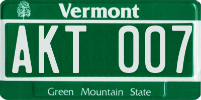 VT license plate AKT007