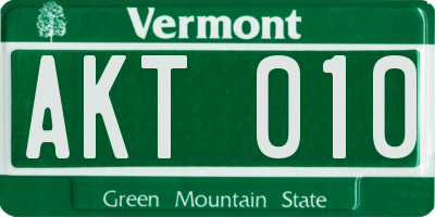 VT license plate AKT010