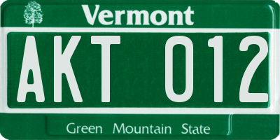 VT license plate AKT012