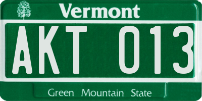 VT license plate AKT013