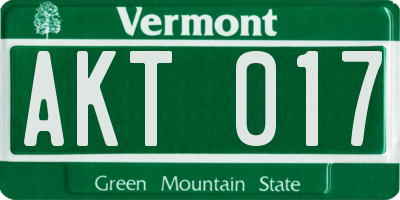 VT license plate AKT017