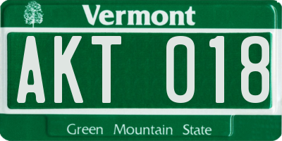 VT license plate AKT018
