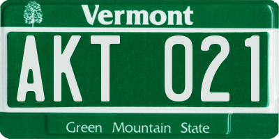 VT license plate AKT021