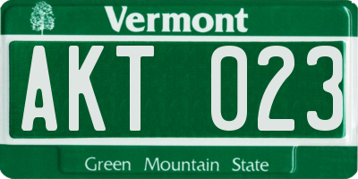 VT license plate AKT023