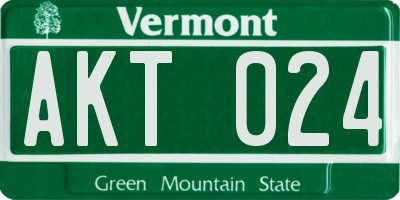 VT license plate AKT024