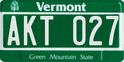 VT license plate AKT027