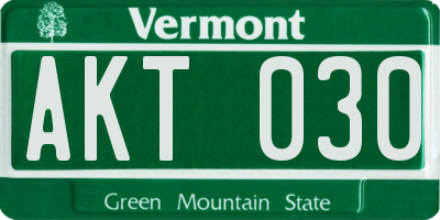VT license plate AKT030