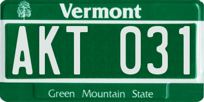 VT license plate AKT031