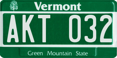 VT license plate AKT032
