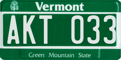 VT license plate AKT033