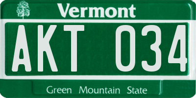 VT license plate AKT034
