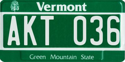 VT license plate AKT036