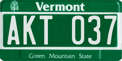 VT license plate AKT037