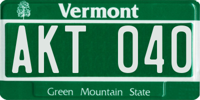 VT license plate AKT040