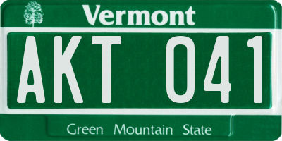 VT license plate AKT041