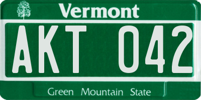 VT license plate AKT042