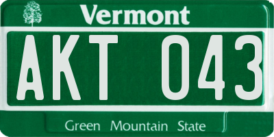 VT license plate AKT043