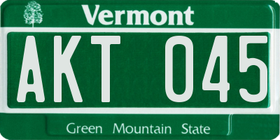 VT license plate AKT045