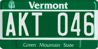 VT license plate AKT046