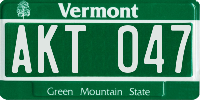 VT license plate AKT047